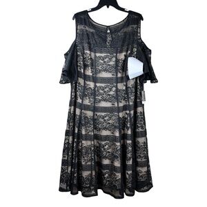 NWT Gabby Skye Black Lace Cold Shoulder Dress 24W